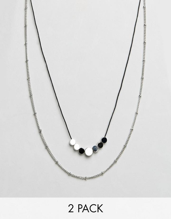 Designb Chain & Cord Necklaces In 2 Pack Exclusive To Asos - Silver