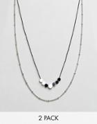 Designb Chain & Cord Necklaces In 2 Pack Exclusive To Asos - Silver