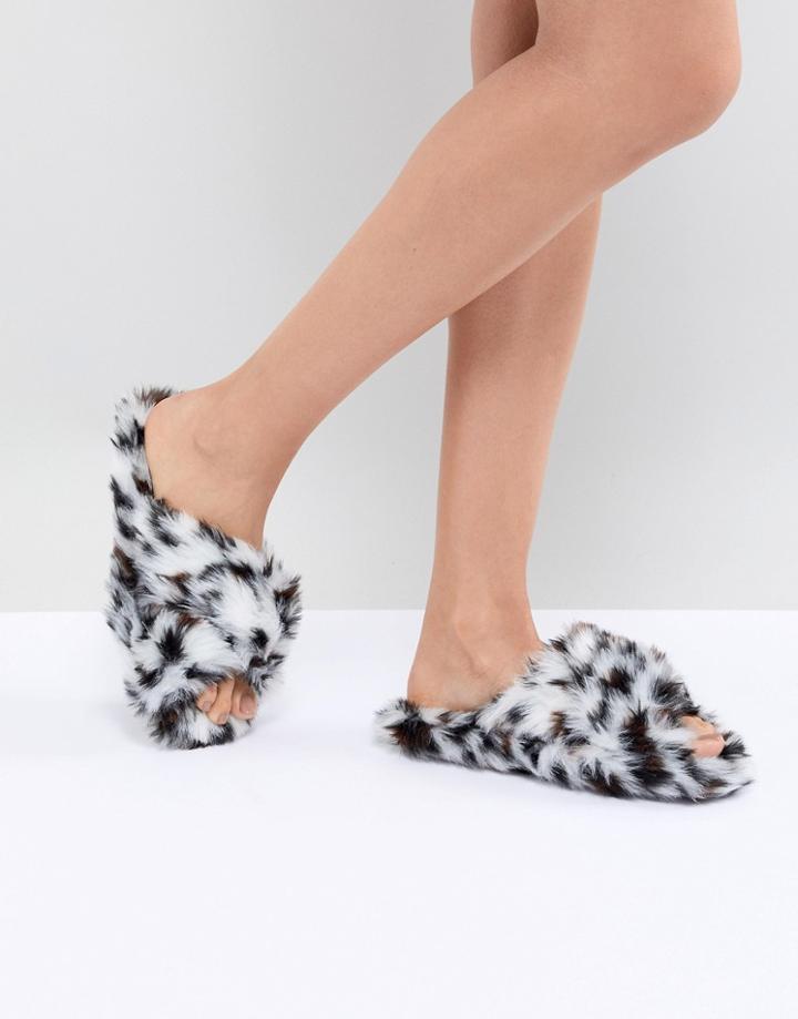 Asos Design Neve Cross Strap Slider Slippers - Gray