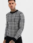 River Island Sweater In Black & White Check