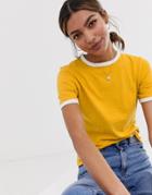 Asos Design Fitted T-shirt With Contrast Trim In Yellow-multi