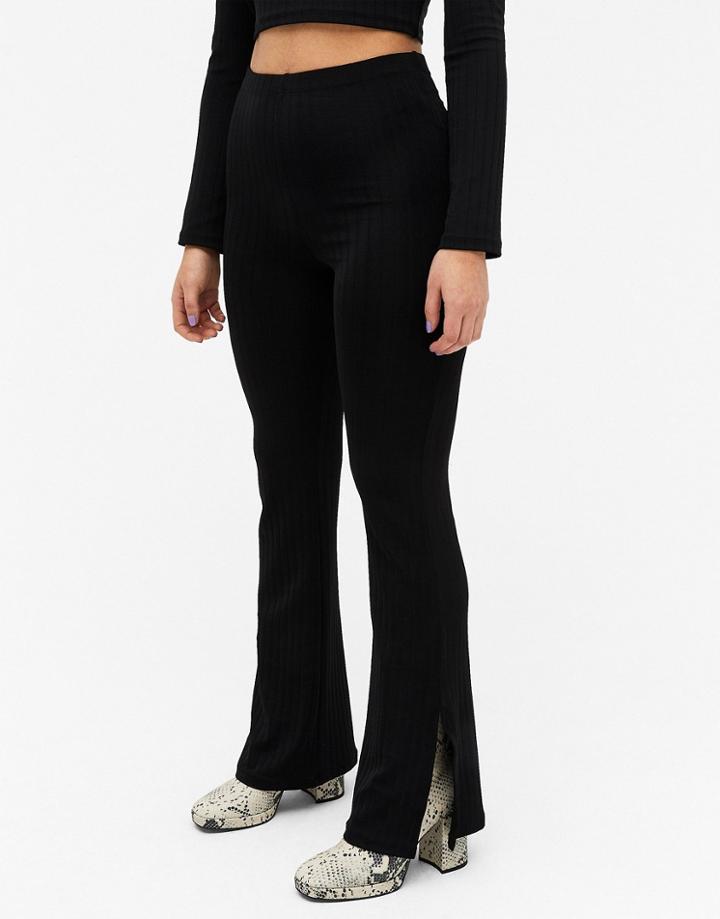 Monki Casmin Rib Jersey Pants In Black