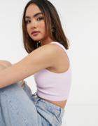 Cotton: On Seamless Crop Top With Sweetheart Neckline In Lilac-purple