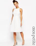 Asos Petite Textured Full Midi Dress - White