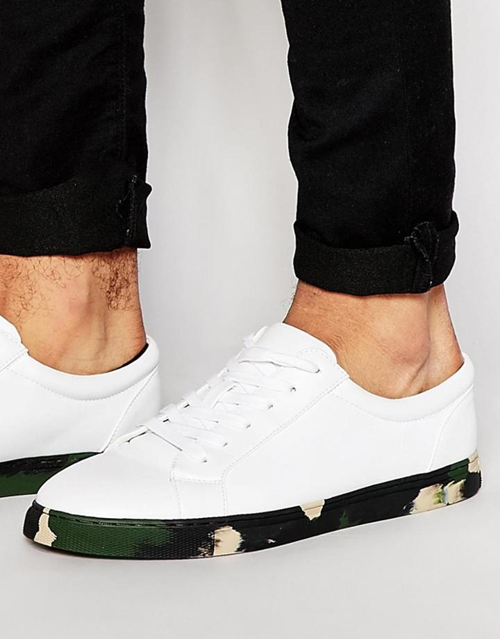 Asos Sneakers In White With Camo Sole - White