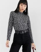B.young Leopard Print High Neck Top - Multi