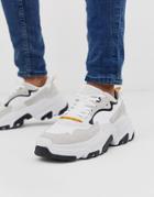 Bershka Chunky Sneaker With Fabric Detailing In Stone