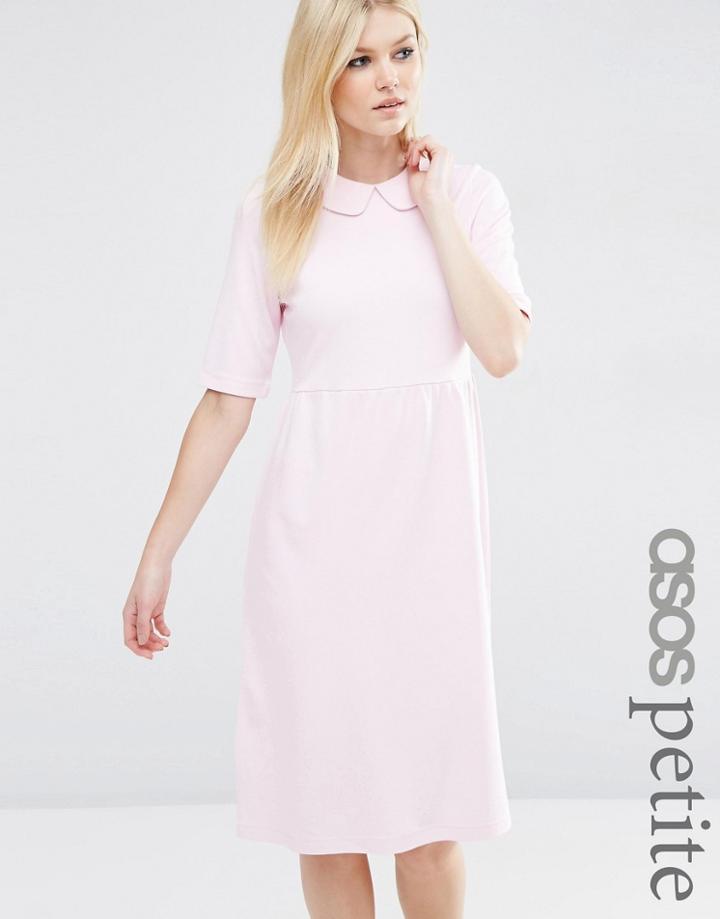 Asos Petite Peter Pan Collar Smock Structured Dress - Pink