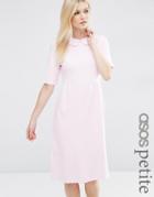 Asos Petite Peter Pan Collar Smock Structured Dress - Pink