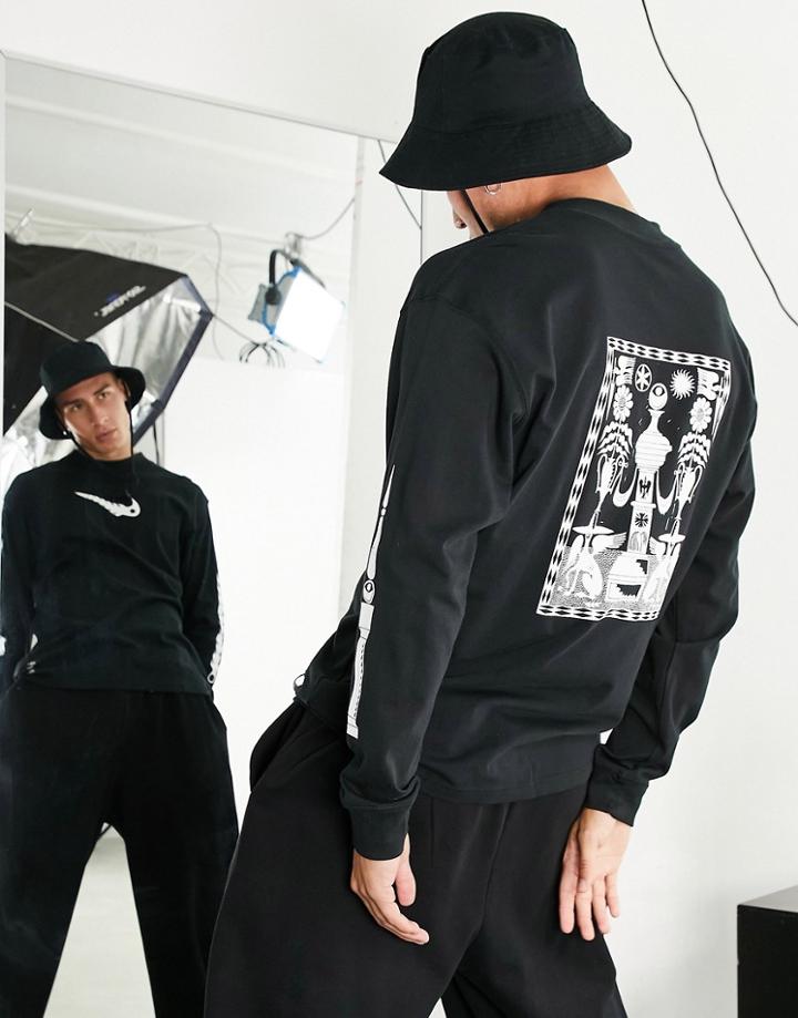 Nike Oversized Fit Graphic Long Sleeve T-shirt In Black