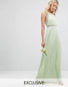 Tfnc Wedding Embellished Neck Maxi Dress - Green