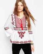 Asos Ultimate Embroidered 70s Folk Blouse - Ivory