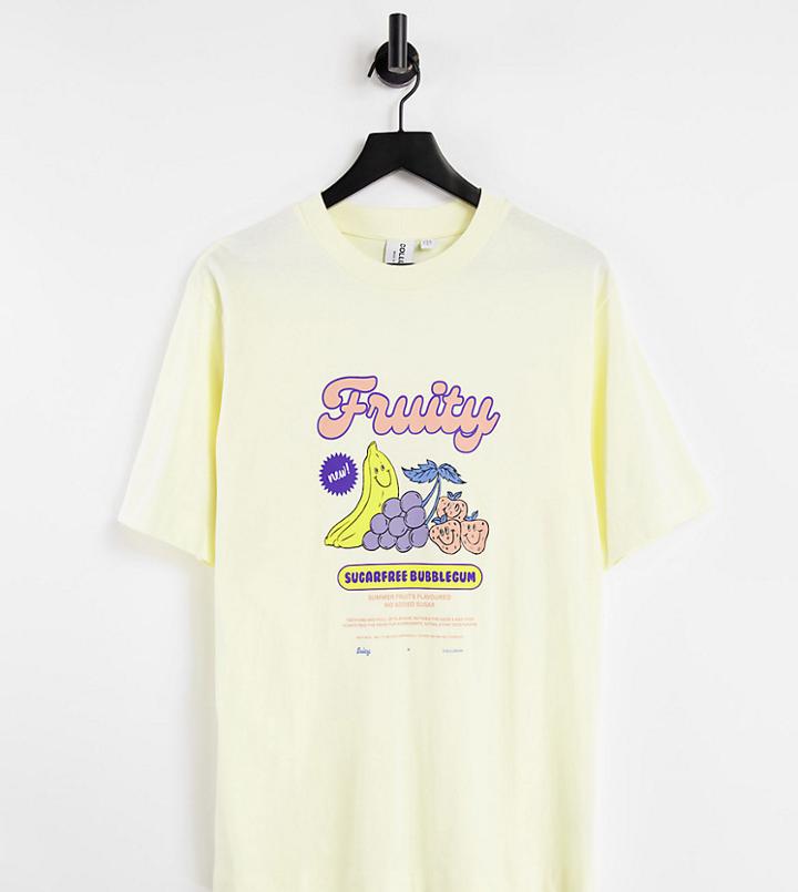 Collusion Fruity Print Graphic T-shirt In Lemon-yellow