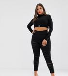 Asos Design Curve Pull On Jegging In Clean Black With Slash Rip Detail