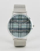 Reclaimed Vintage Inspired Check Mesh Watch In Silver - Silver