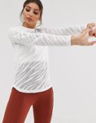 Asos 4505 Long Sleeve Top In Sheer Zebra In Loose Fit-white