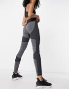 Love & Other Things Gym Contrast Paneled Leggings In Black & Gray-multi