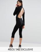 Asos Tall Cropped Jumpsuit With Cut Out Back - Black