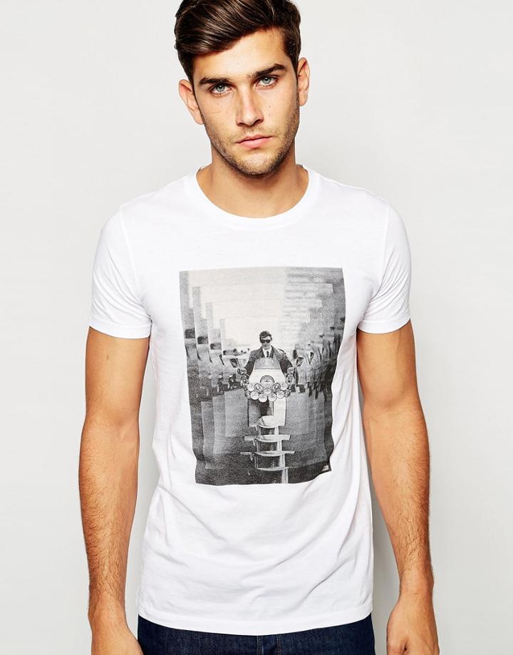 Boss Orange T-shirt With Scooter Print - White