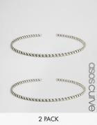 Asos Curve Pack Of Two Twist Arm Cuffs - Silver