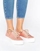 Sixtyseven Flatform Satin Laceup Sneaker - Pink