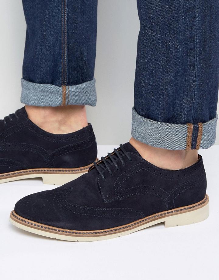 Tommy Hilfiger Metro Suede Brogue Shoes - Navy