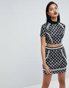 Prettylittlething Premium Sequin And Pearl Embellished Top - Black