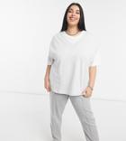 Collusion Plus 90s V-neck Sleeveless Vest In White Heather-grey