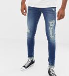 Blend Tall Distressed Super Skinny Jeans In Dark Wash - Blue