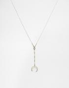 Asos Crescent Long Pendant Necklace - Gold