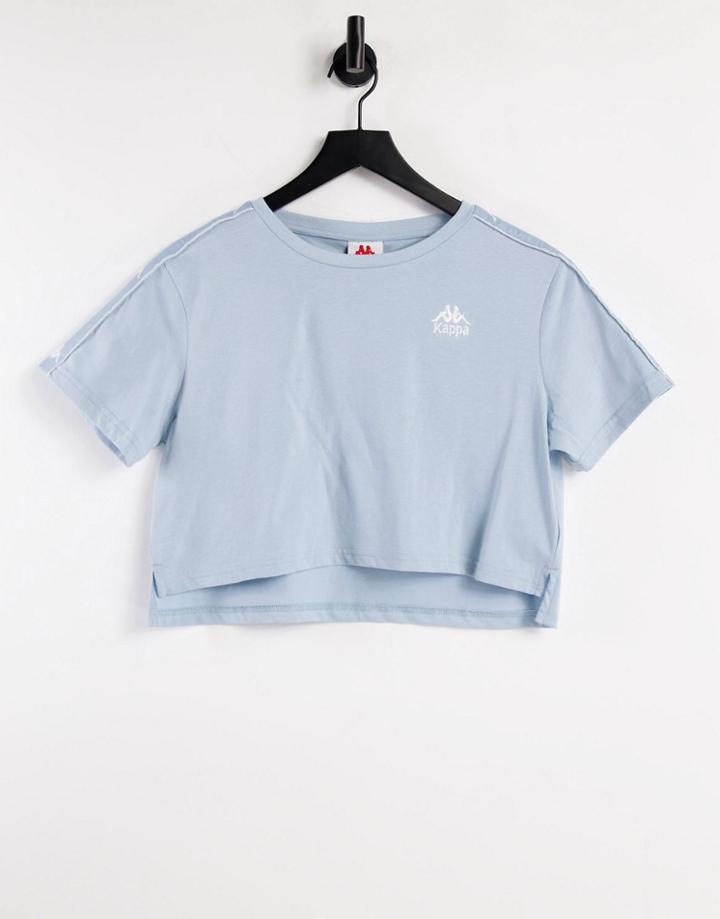 Kappa Logo Taping Oversized Crop Top In Light Blue-blues