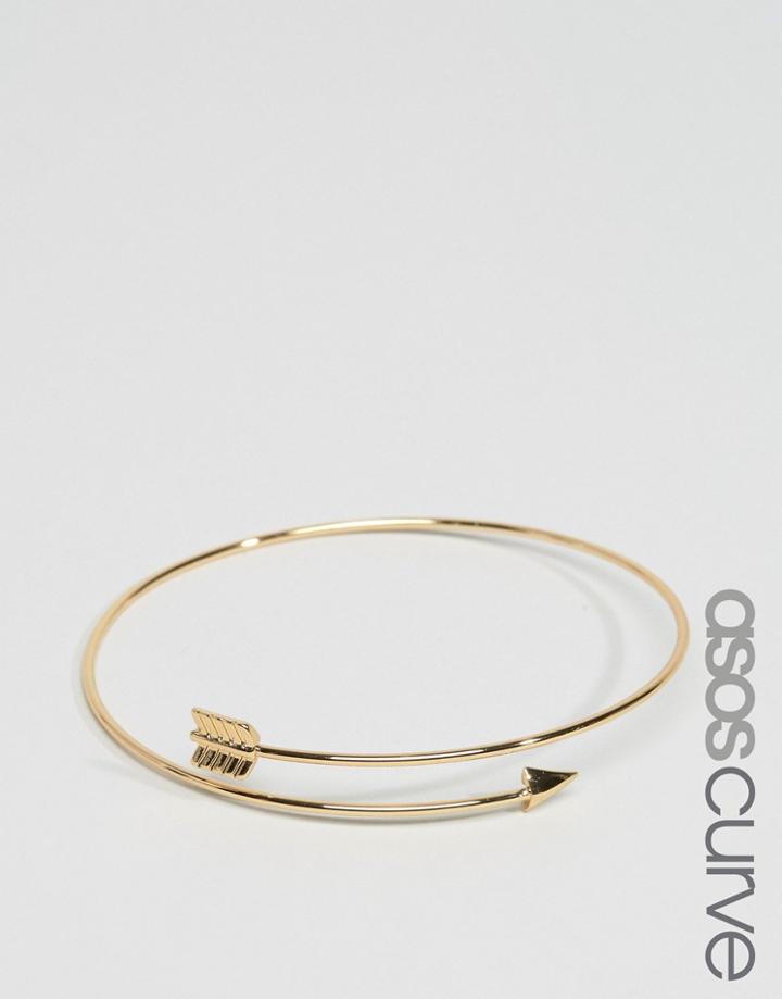 Asos Curve Arrow Open Bangle Bracelet - Gold