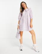 Influence Mini Dress With Peter Pan Collar In Ditsy Lilac Floral-multi
