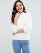 Asos Sweater With High Neck In Fluffy Yarn - White