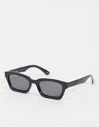 Asos Design Angled Square Sunglasses In Black With Smoke Lens