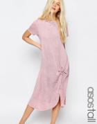 Asos Tall Casual Knot Front Midi T-shirt Dress - Blush