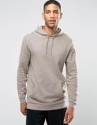 Asos Longline Hoodie In Stone - Brown