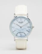 Reclaimed Vintage Marble Leather Watch In White - White