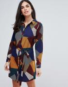 Ax Paris Sateen Shirt Dress - Navy