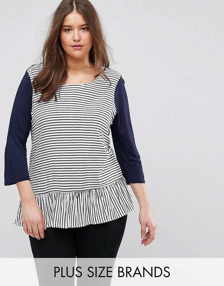 Junarose Stripe Jersey Top With Peplum Hem - Multi