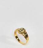 Asos Design Ring In Gold Plated Sterling Silver In Vintage Style Sovereign Design - Gold
