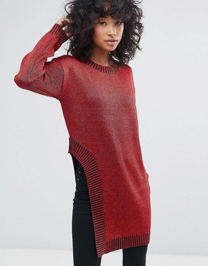 Oeuvre Step Hem Top - Red