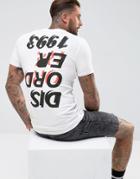 Asos Longline Muscle T-shirt With Disorder Back And Chest Print - White