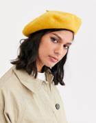 Monki Beret In Mustard-yellow