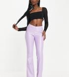 Asyou V Waist Pu Pants In Lilac-pink