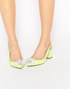 Asos Shimmer Embellished Pointed Heels - Yellow