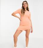 Asyou Split Detail Skate Dress In Peach-yellow