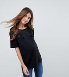 New Look Maternity Velvet Cutwork Top - Black