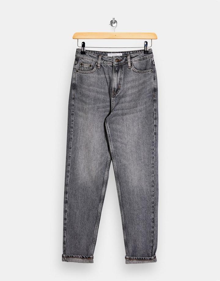 Topshop Mom Jeans In Gray-grey