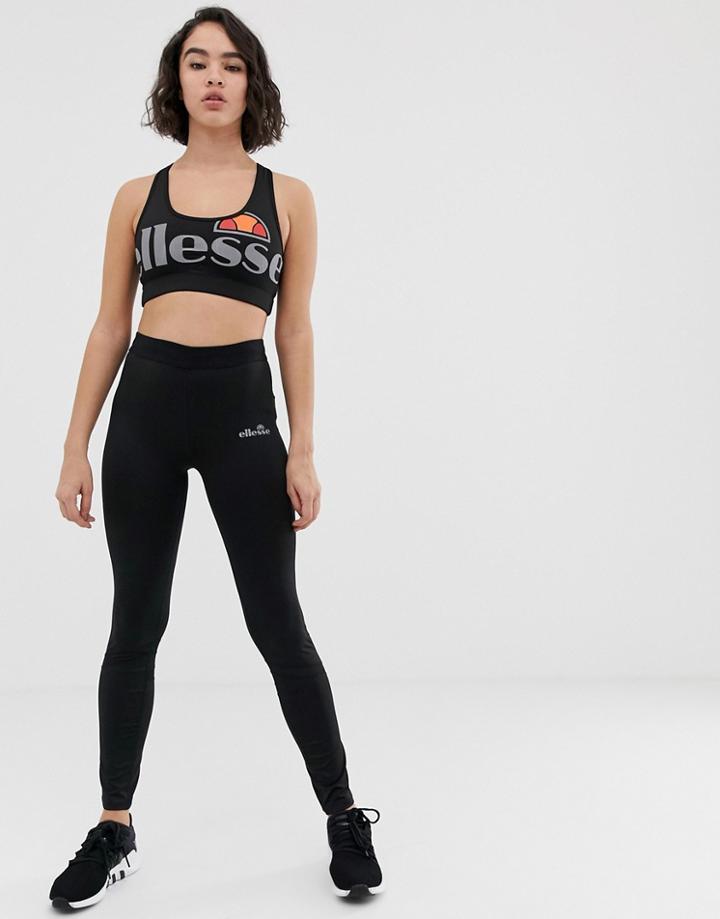 Ellesse Sports Leggings With Contrast Side Print - Black